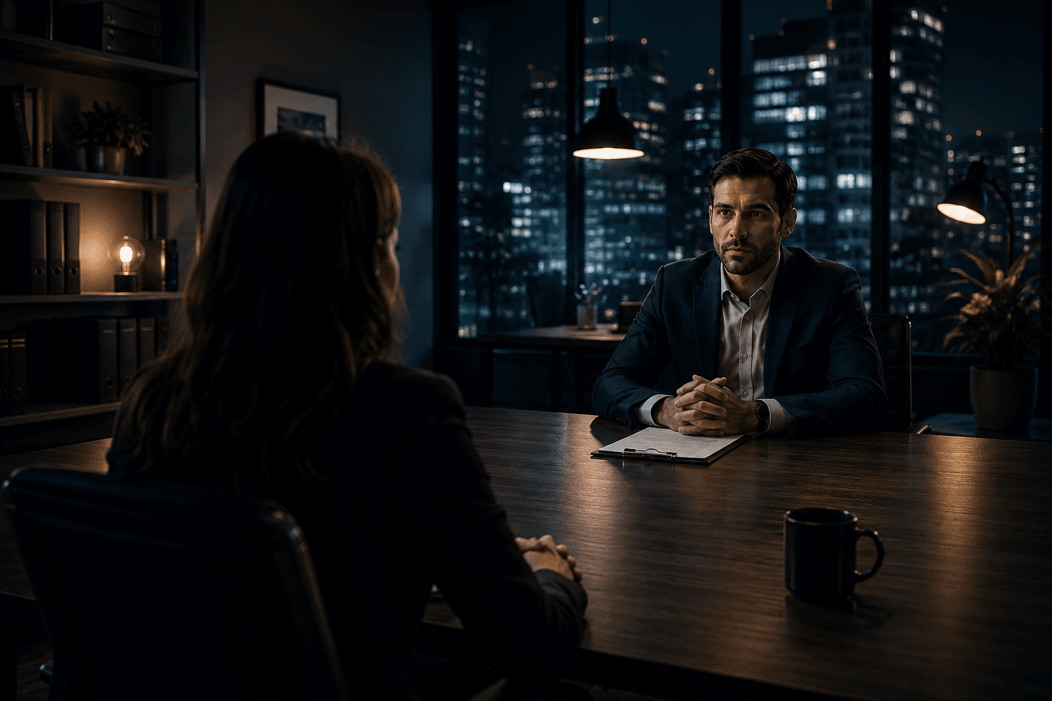 Cinematic AI interview room